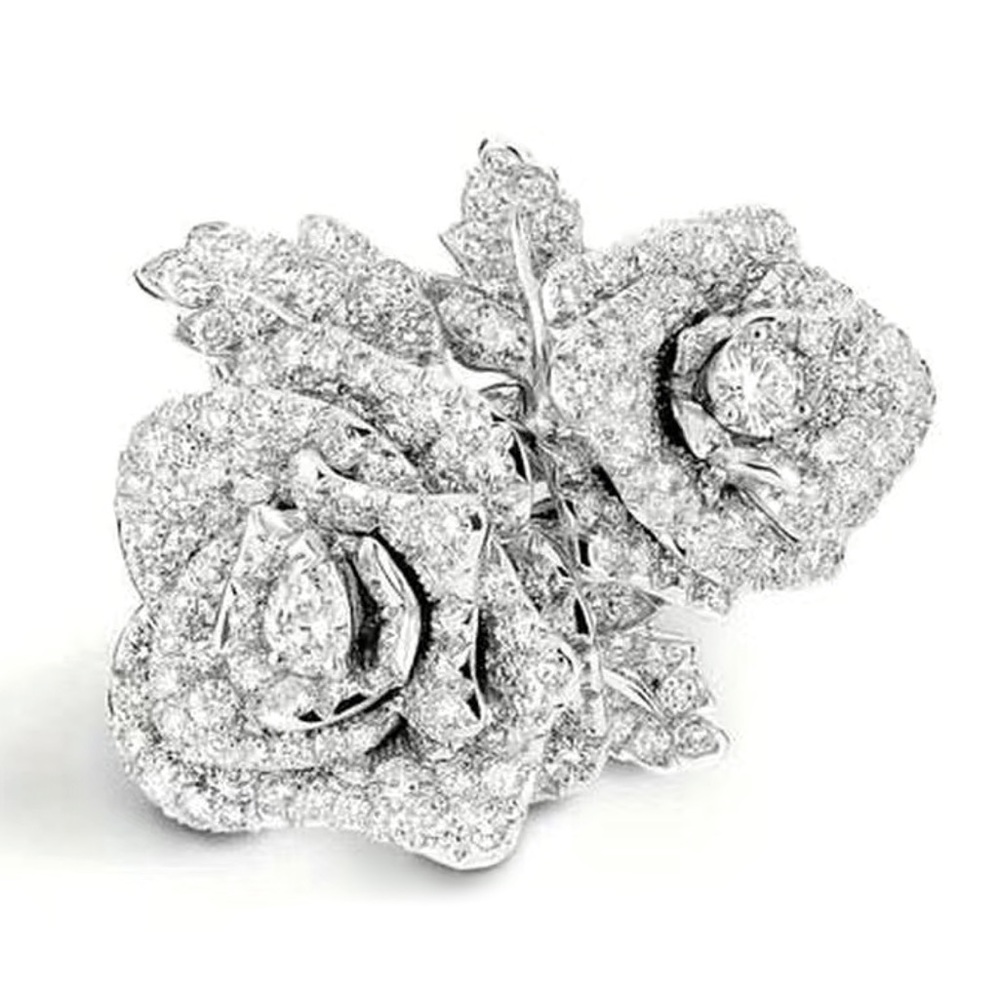 SPARKLING💍CZ CRYSTAL FLOWER COCKTAIL RING